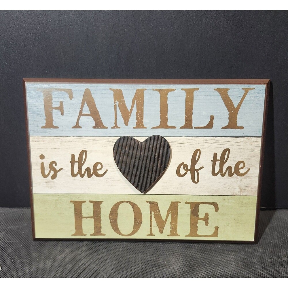 Sign of the Times Family is the Heart Rustic Multicolor Wall Plaque 10x7"